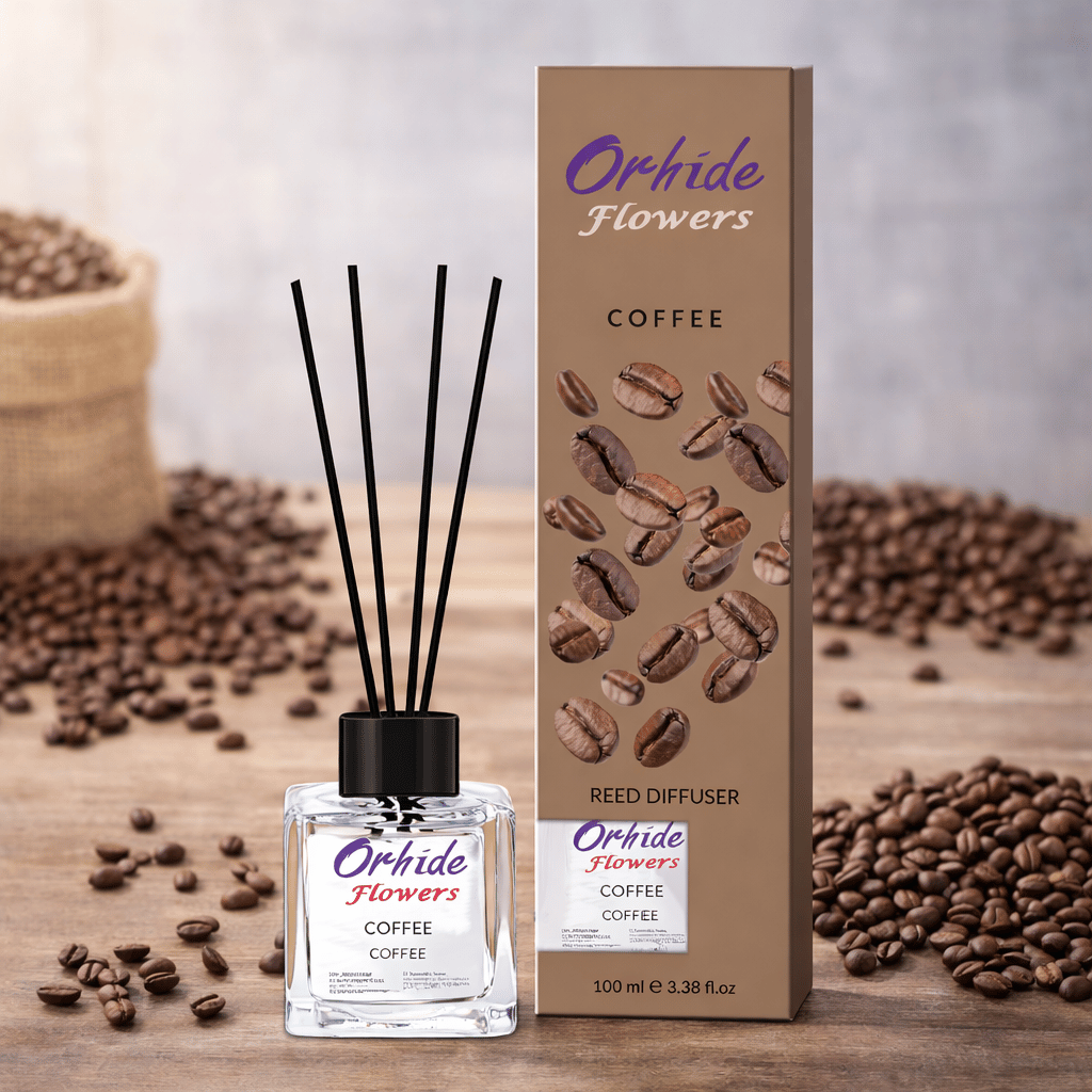 Odorizant de camera cu betisoare, Orhide Flowers, Cafea, 100ml