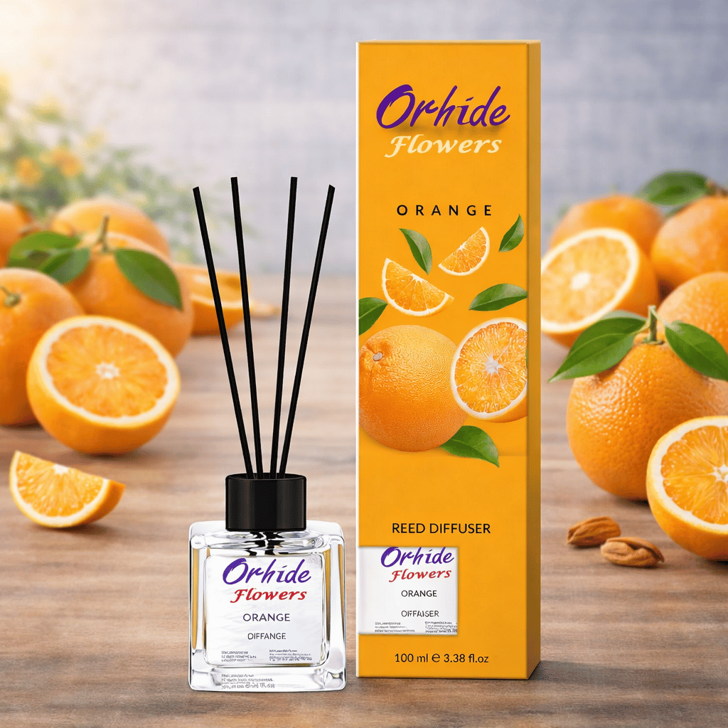 Odorizant de camera cu betisoare, Orhide Flowers, Portocale, 100ml