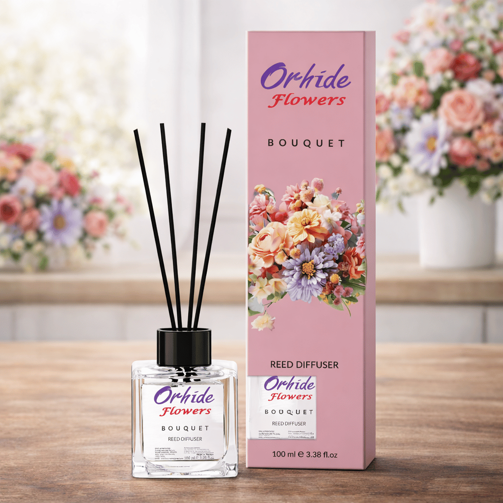 Odorizant de camera cu betisoare, Orhide Flowers, Bouquet, 100ml
