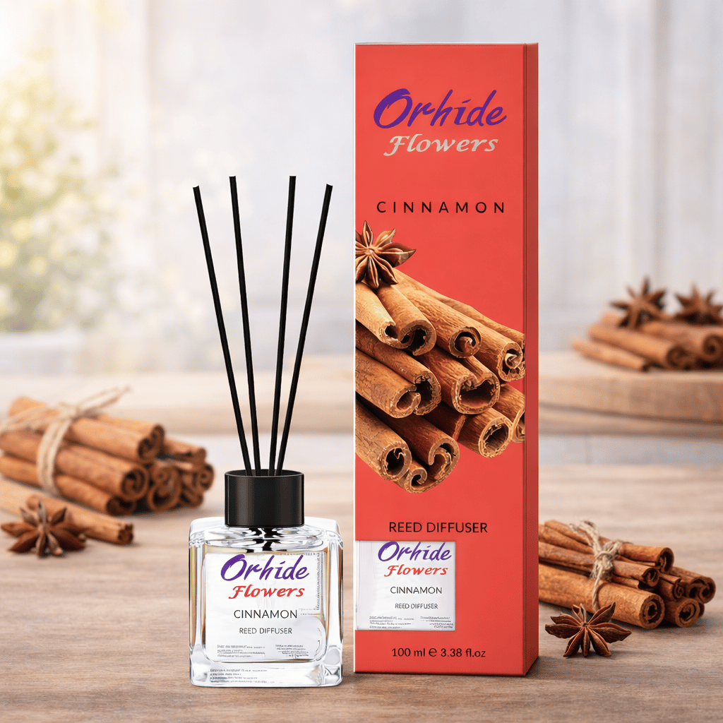 Odorizant de camera cu betisoare, Orhide Flowers, Scortisoara, 100ml