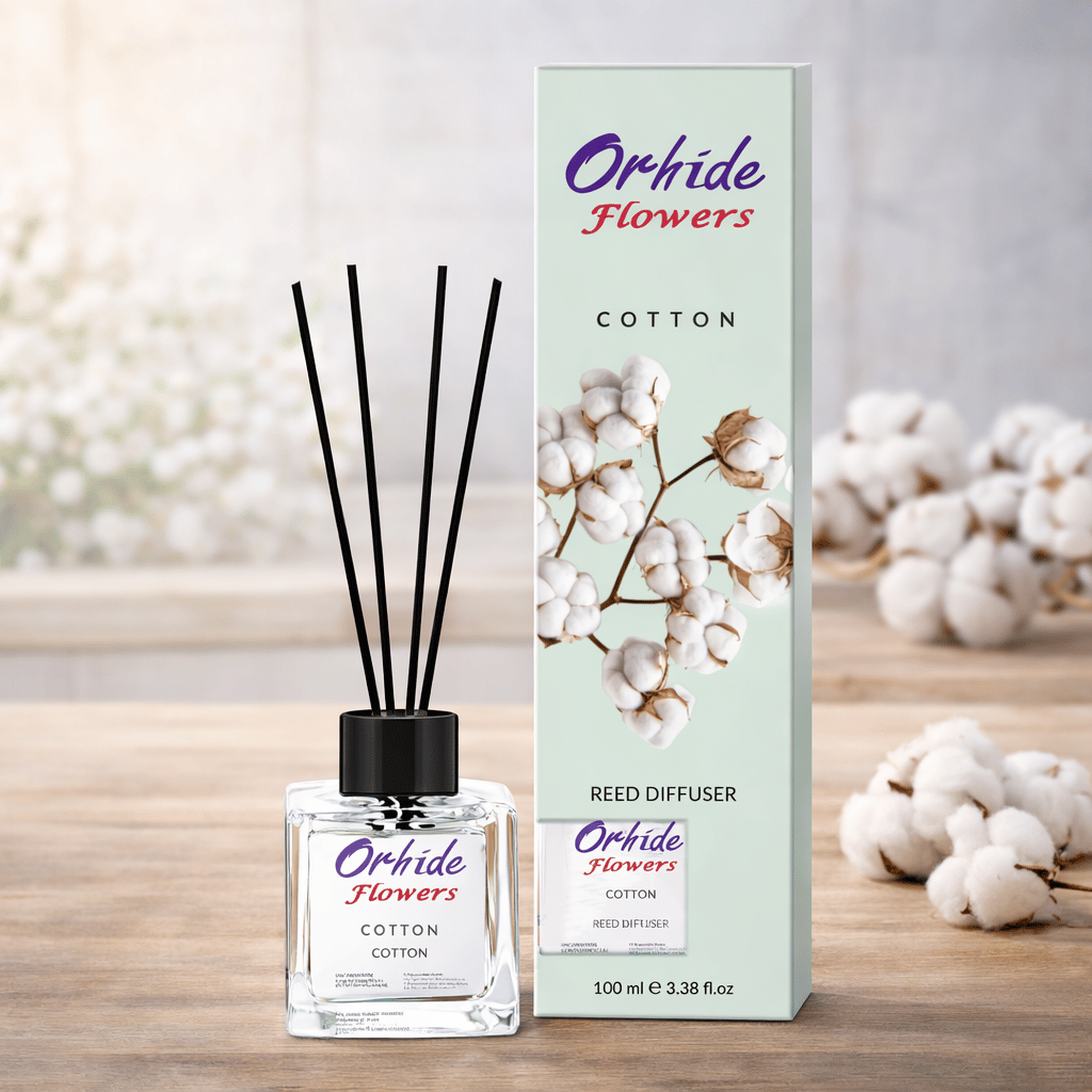 Odorizant de camera cu betisoare, Orhide Flowers, Bumbac, 100ml