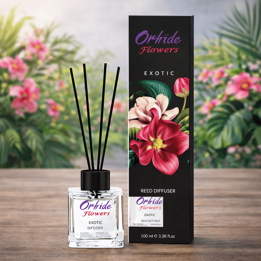Odorizant de camera cu betisoare, Orhide Flowers, Exotic, 100ml