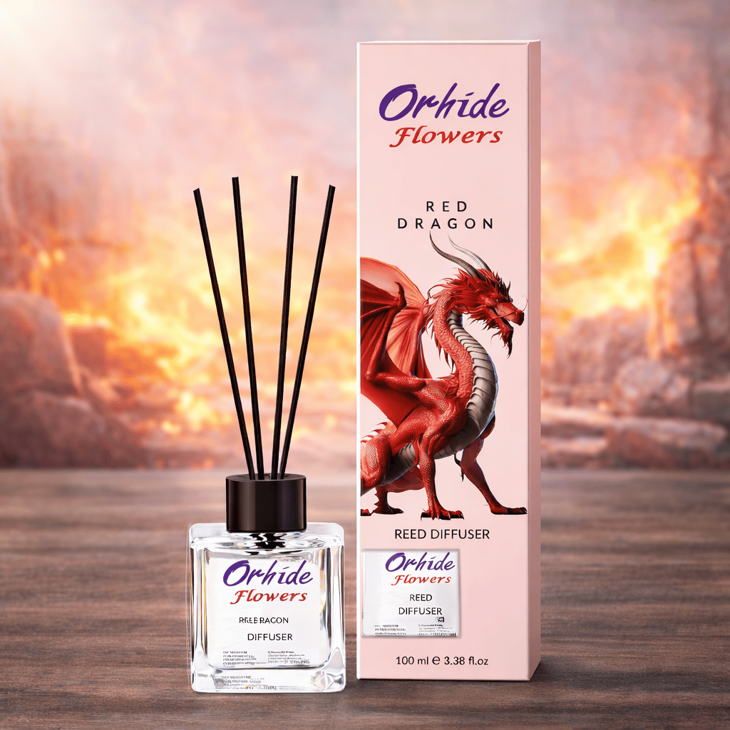 Odorizant de camera cu betisoare, Orhide Flowers, Red Dragon, 100ml