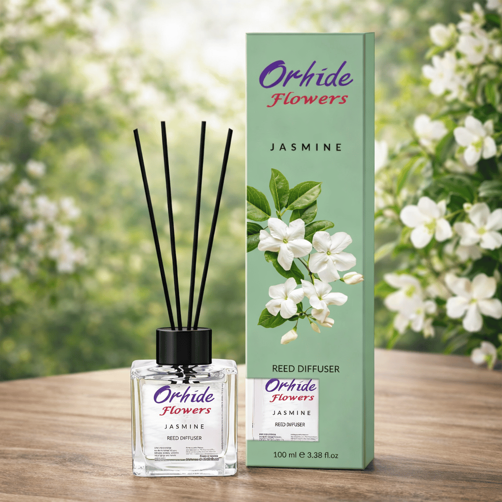 Odorizant de camera cu betisoare, Orhide Flowers, Iasomie, 100ml