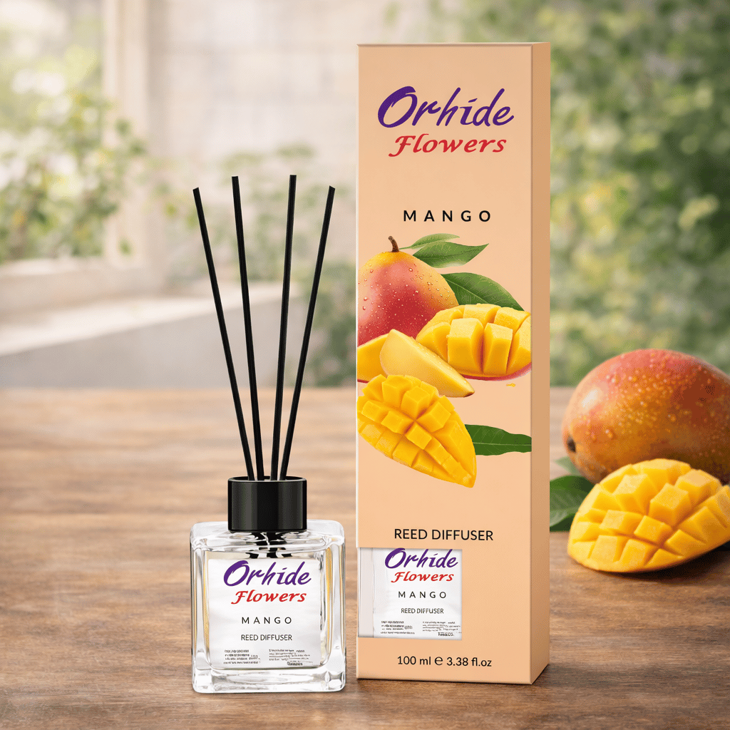 Odorizant de camera cu betisoare, Orhide Flowers, Mango, 100ml