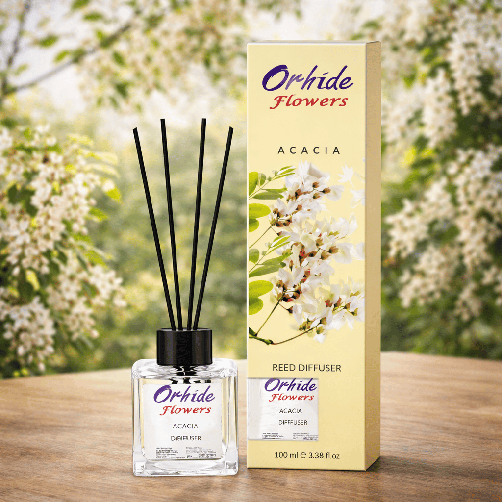 Odorizant de camera cu betisoare, Orhide Flowers, Salcam, 100ml