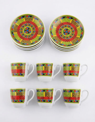Set de cesti din ceramica 180ml 6cesti +6 farfuriute cantiate in bax 12 set.Comanda minima 2 buc