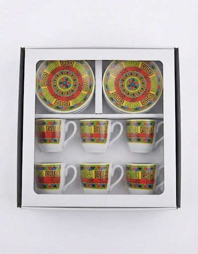 Set de cesti din ceramica 180ml 6cesti +6 farfuriute cantiate in bax 12 set.Comanda minima 2 buc
