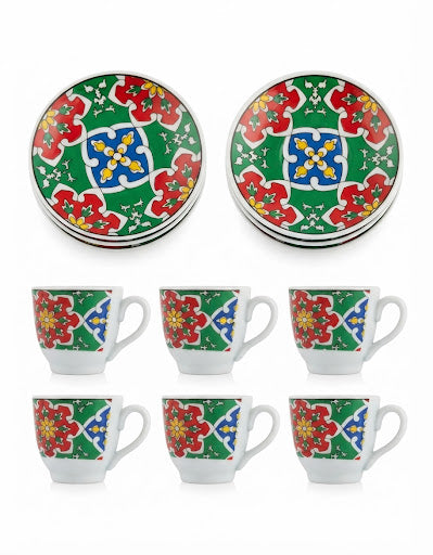 Set de cesti din ceramica 180ml 6cesti +6 farfuriute cantiate in bax 12 set.Comanda minima 2 buc