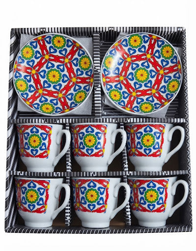 Set de cesti din ceramica 180ml 6cesti +6 farfuriute cantiate in bax 12 set.Comanda minima 2 buc