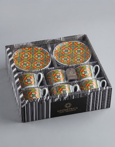 Set de cesti din ceramica 180ml 6cesti +6 farfuriute cantiate in bax 12 set.Comanda minima 2 buc