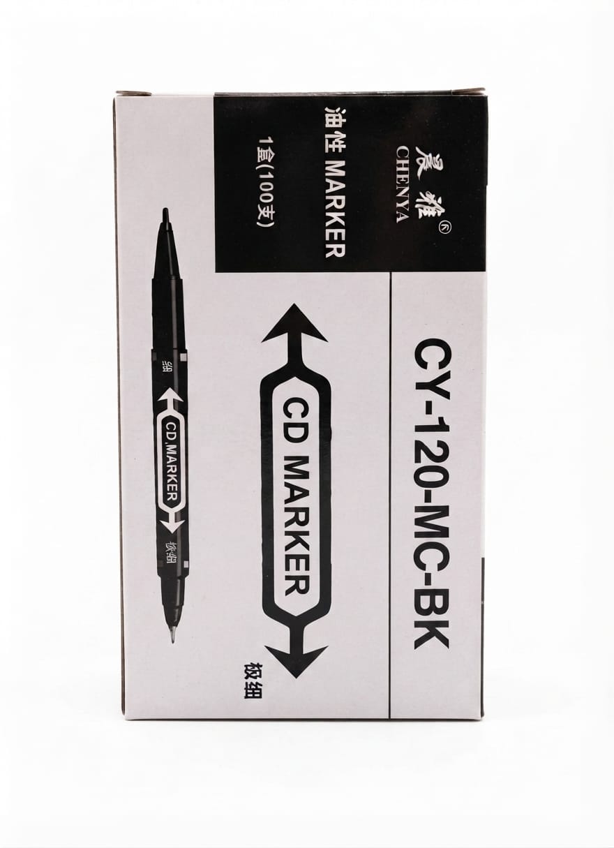 Marker permanent pentru cd negru 10 pcs pe set  2100 pcs pe bax.Comanda minima 10 buc