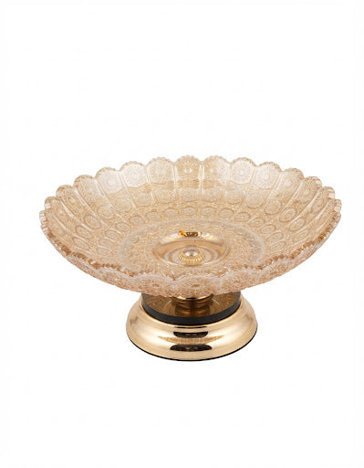 Fructieră din Sticlă cu Picior, Model Elegant cu Margine Ondulată   16 pcs pe bax.Comanda minima 6 buc