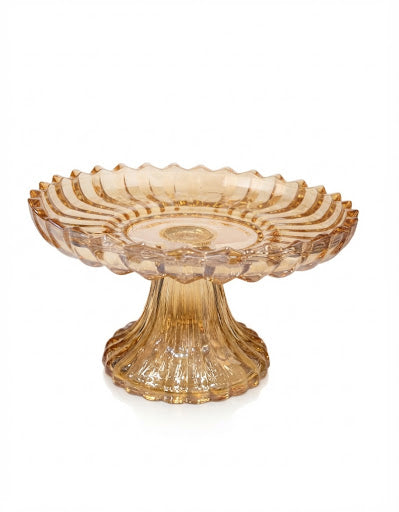 Fructieră din Sticlă cu Picior, Model Decorativ Vintage, Margine Ondulată 24 pcs.Comanda minima 6 buc