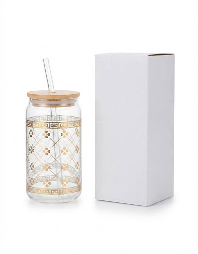 Pahar din Sticlă cu Pai, Capacitate 0.3 L   20 pcs pe bax.Comanda minima 6 buc