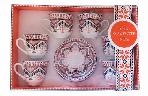 Set de cesti din ceramica 180ml 6cesti +6 farfuriute  cantiate in bax 12 set.Comanda  minima 2 buc
