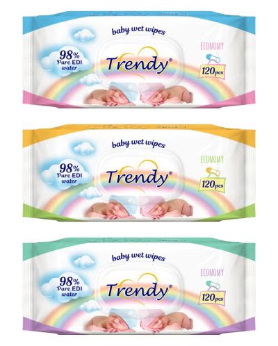 Șervețele Umede Trendy 120 pcs pe pachet/  14 pachete pe  bax.Comanda minima 6 buc