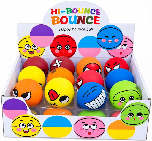 Mingiuțe din Cauciuc Dur, Bouncy Ball cu Fețe Amuzante – Set 24 Bucăți/ 384 pcs pe bax.Comanda minima 24 buc