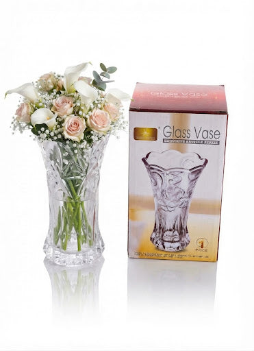 Set 36 Vaze din Sticlă Transparentă, 8 × 6 × 17 cm 36 pcs pe bax.Comanda minima 2 buc