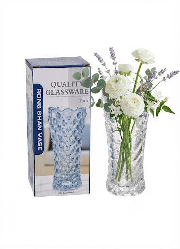 Set 36 Vaze din Sticlă Transparentă, Model Elegant, 8 × 6 × 17 cm 36 pcs pe bax.Comanda minima 2 buc