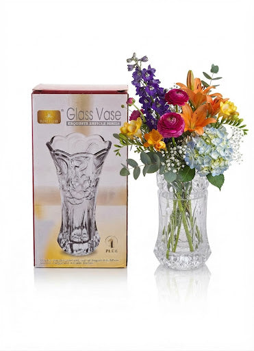 Set 36 Vaze din Sticlă Transparentă, Model Elegant, 8 × 6 × 17 cm 36 pcs pe bax.Comanda minima 2 buc