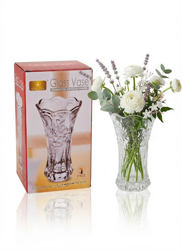 Set 36 Vaze din Sticlă Transparentă, Model Elegant, 8 × 6 × 17 cm 36 pcs pe bax.Comanda minima 2 buc