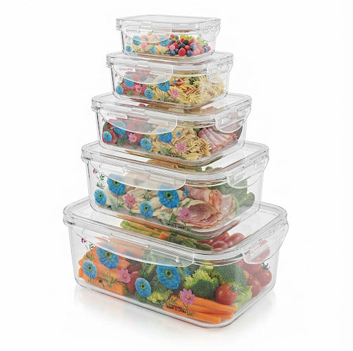 Caserole cu capac 5 pcs pe set din plastic