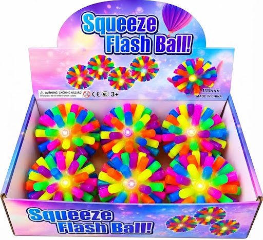 Minge Antistres Squeeze Flash Ball din Cauciuc, 100 mm – Jucărie Colorată - Set 6 Bucăți / 72 pcs.Comanda minima 6 buc