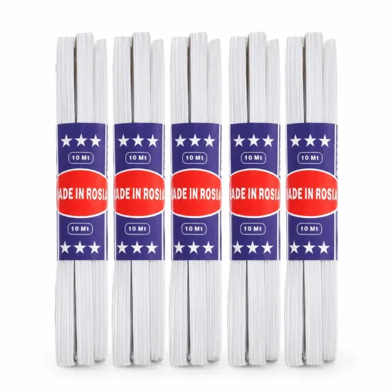 Set 5 bucăți elastic textil subtire pentru cusut și confecții, alb.Comanda minima 6 set