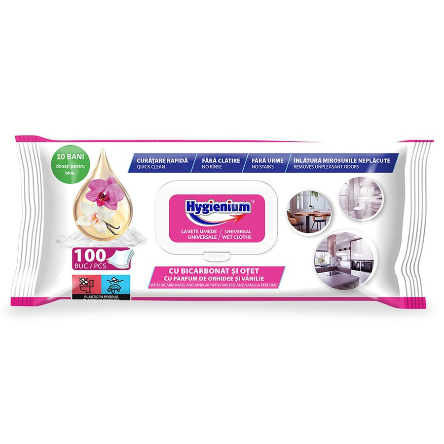 Șervețele Umede cu Oțet si Orhidee 100 Bucăți, Pentru Curățare 6 pcs pe bax.Comanda minima 6  buc